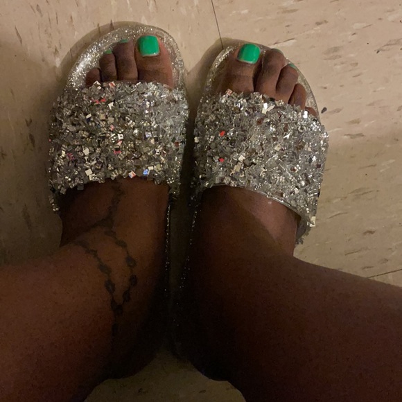 Silver Glitter Slides - Picture 2 of 4